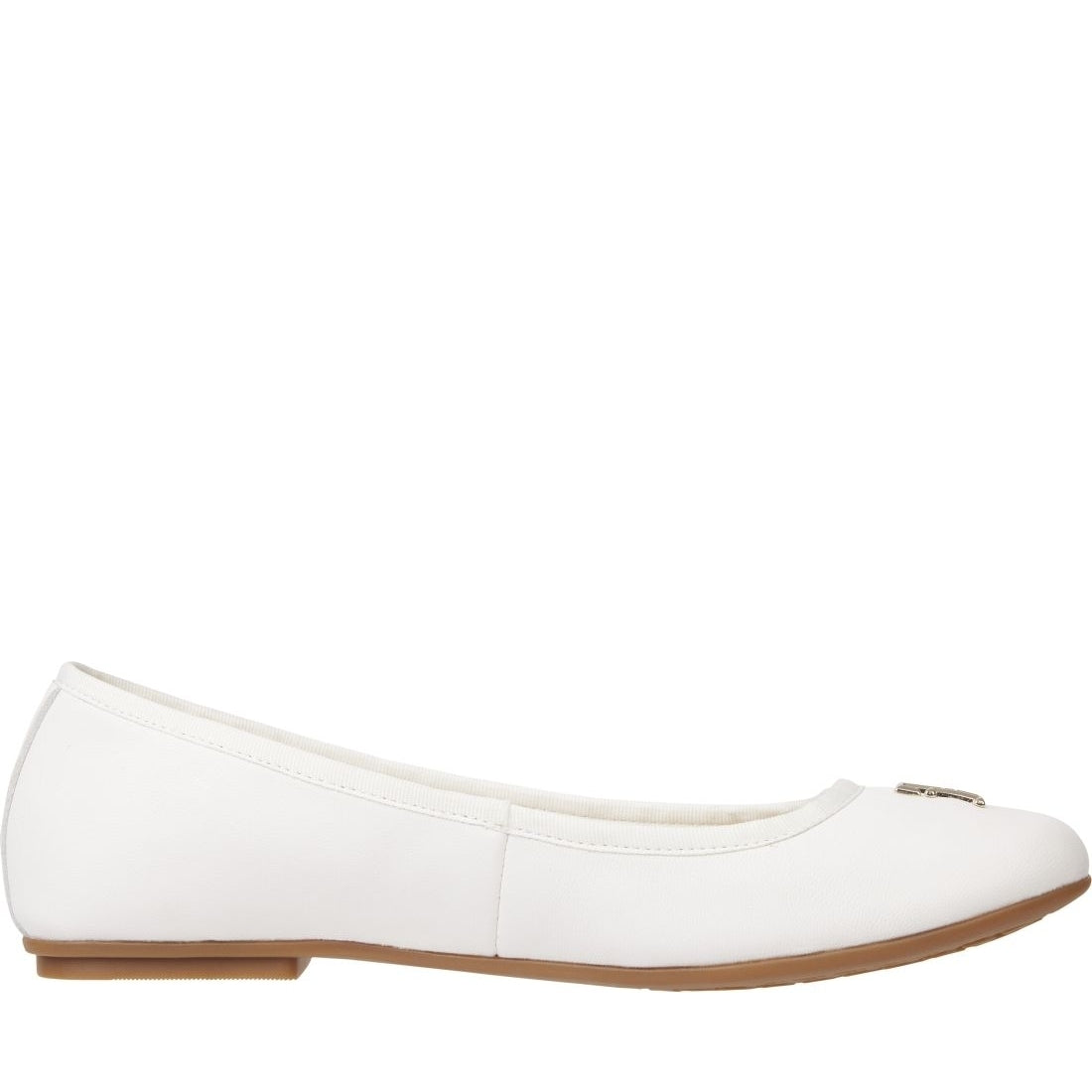 Tommy Hilfiger womens white, ecru round ballerina | Vilbury London