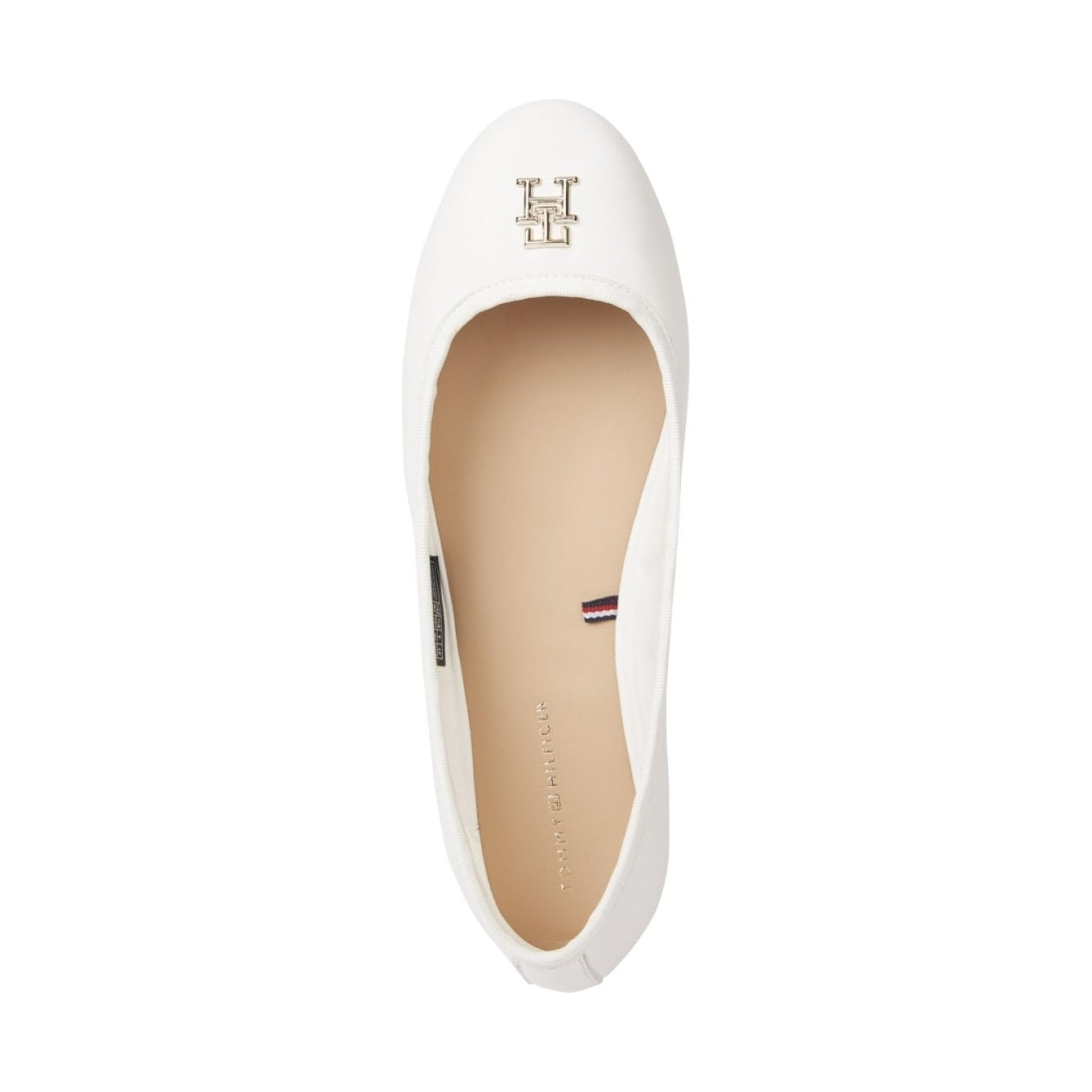 Tommy Hilfiger womens white, ecru round ballerina | Vilbury London