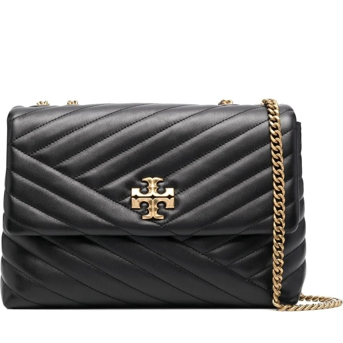 Tory Burch womens black kira chevron shoulder bag | Vilbury London