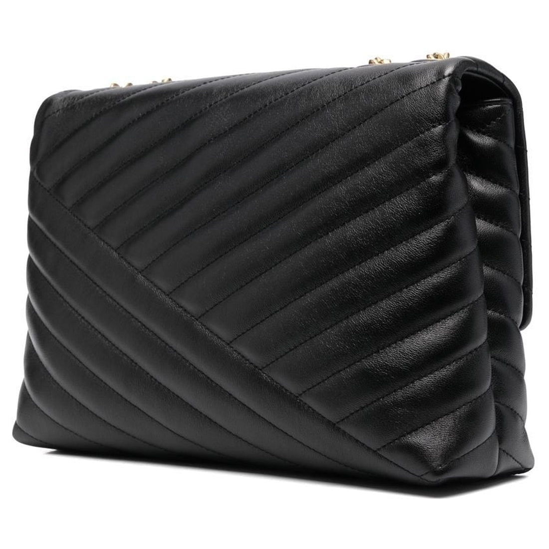 Tory Burch womens black kira chevron shoulder bag | Vilbury London