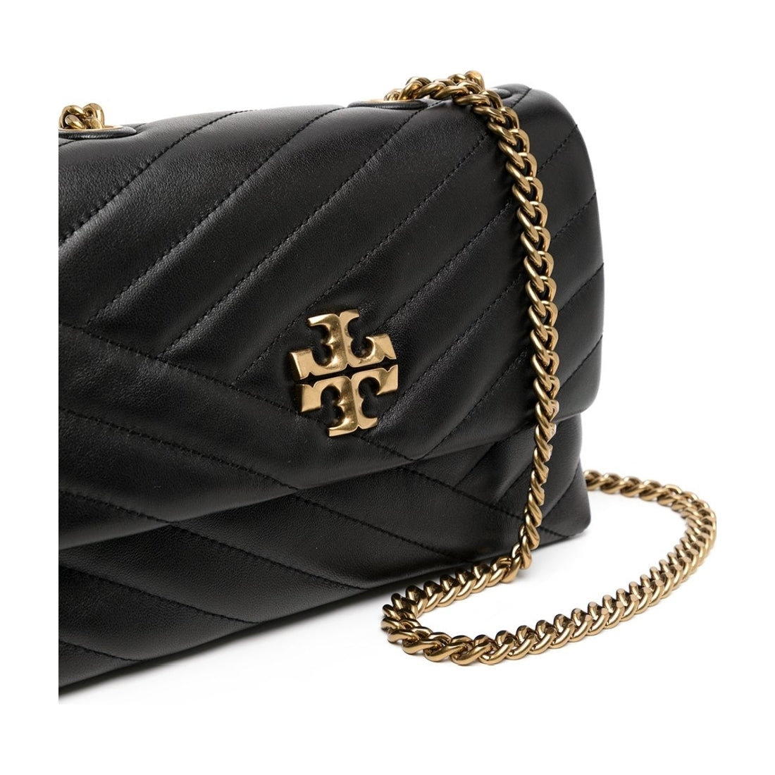 Tory Burch womens black kira chevron small bag | Vilbury London