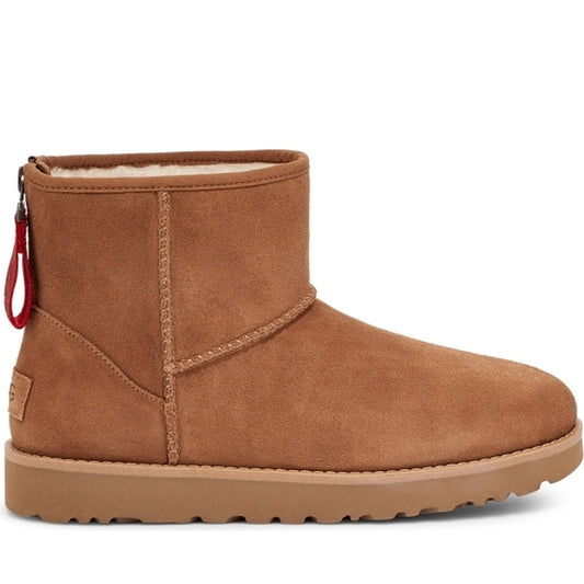 UGG womens Chestnut classic mini logo zip booties | Vilbury London