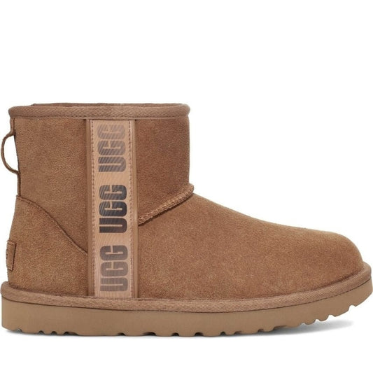 UGG womens Chestnut classic mini side logo booties | Vilbury London