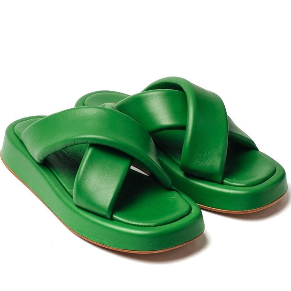 VAMSKO womens green pillow slippers | Vilbury London