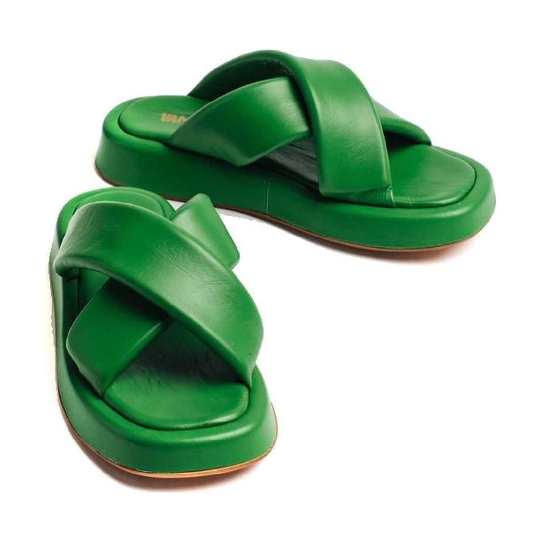 VAMSKO womens green pillow slippers | Vilbury London