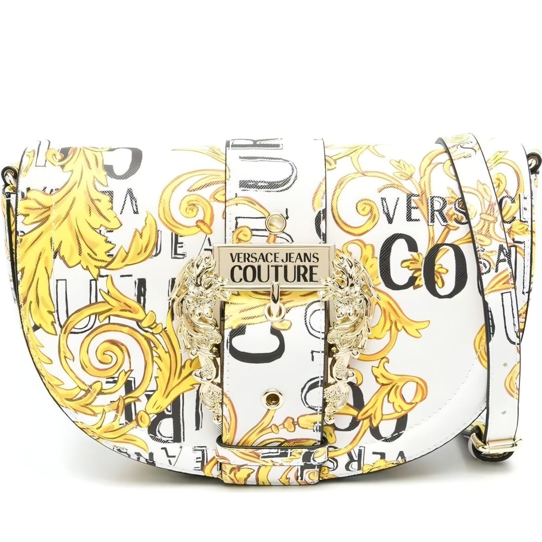 Versace Jeans Couture womens white, gold couture handbag | Vilbury London