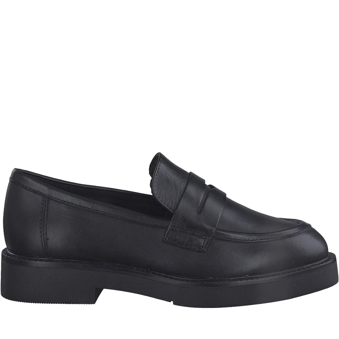 Marco Tozzi womens black casual closed loafers | Vilbury London