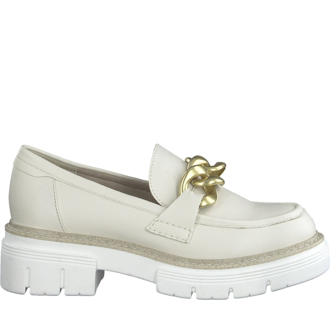 Marco Tozzi womens beige casual closed loafers | Vilbury London