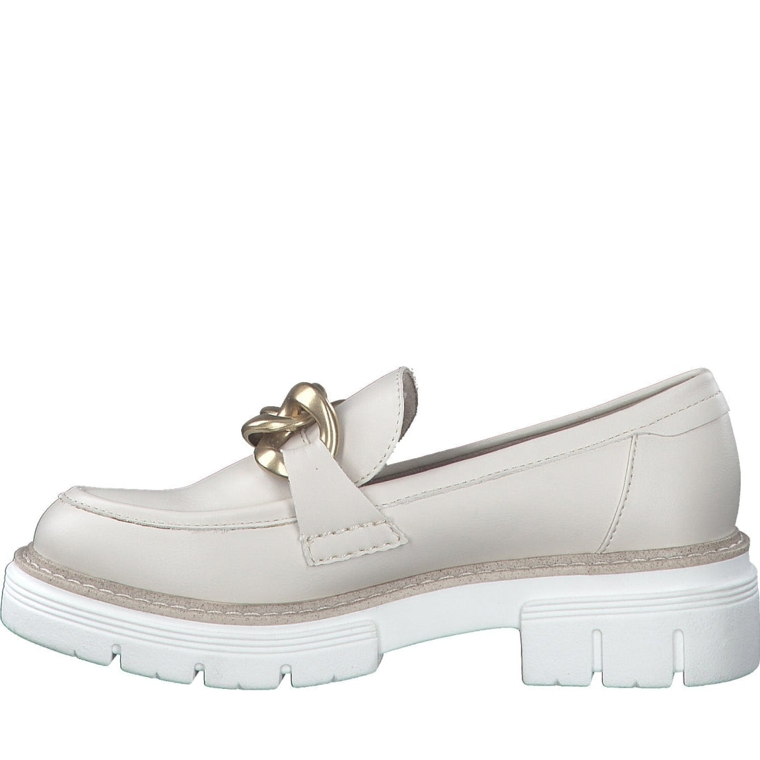 Marco Tozzi womens beige casual closed loafers | Vilbury London