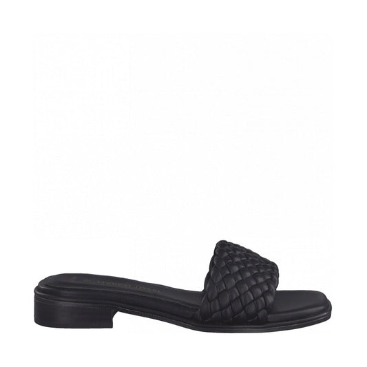 Marco Tozzi Womens black casual open slippers | Vilbury London