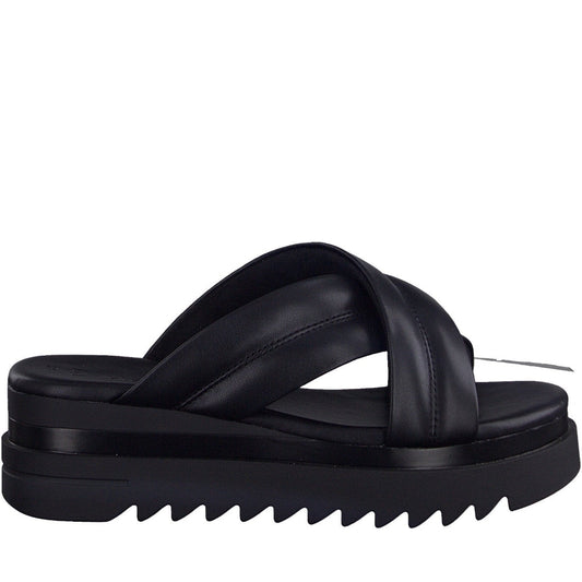 Marco Tozzi womens black leisure open slippers | Vilbury London