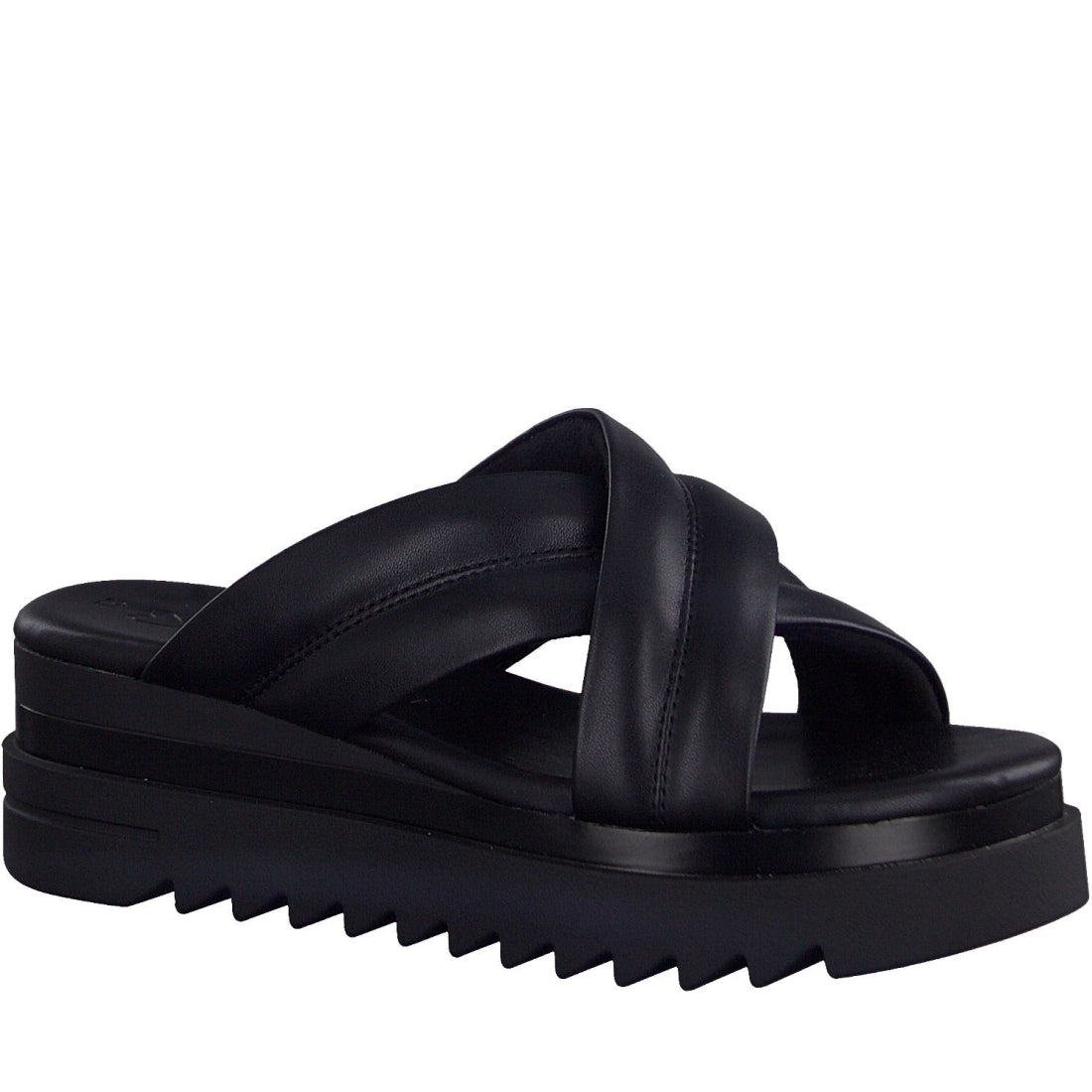 Marco Tozzi womens black leisure open slippers | Vilbury London