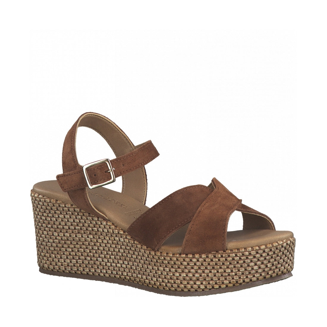 Marco Tozzi Womens cognac casual open sandals | Vilbury London