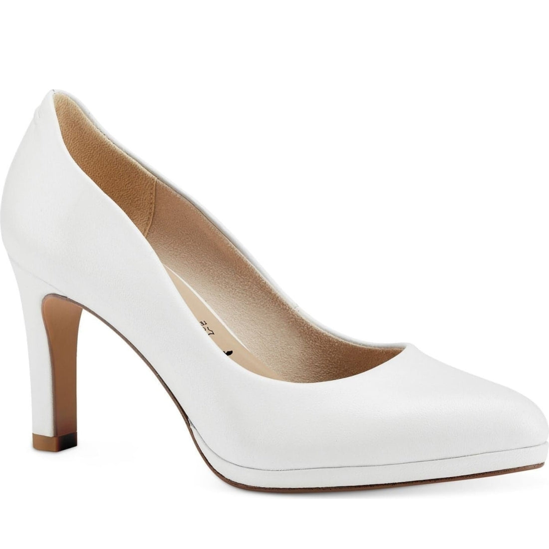 Tamaris womens white leather elegant closed formal | Vilbury London