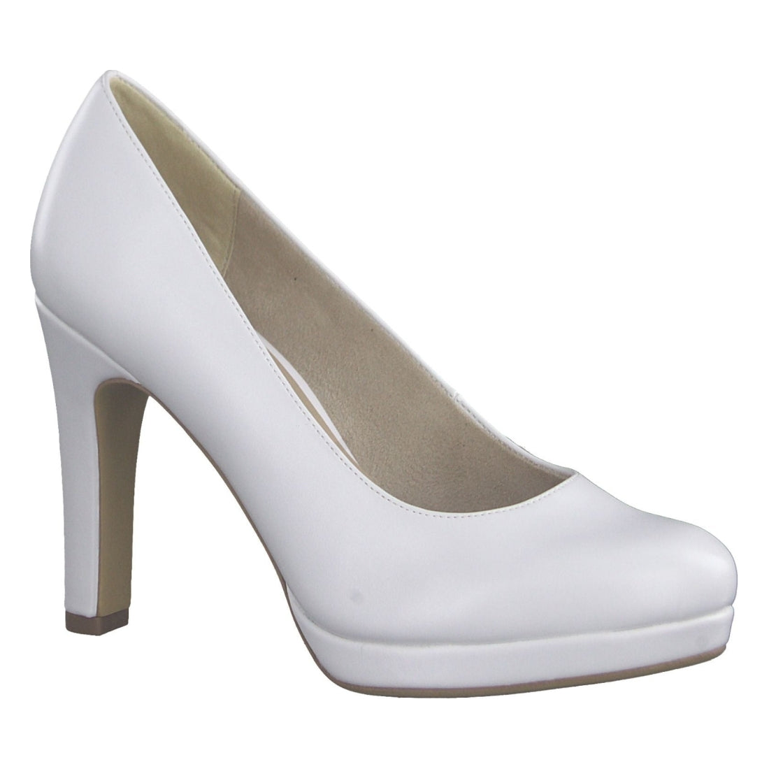 Tamaris womens white matt elegant closed pumps | Vilbury London