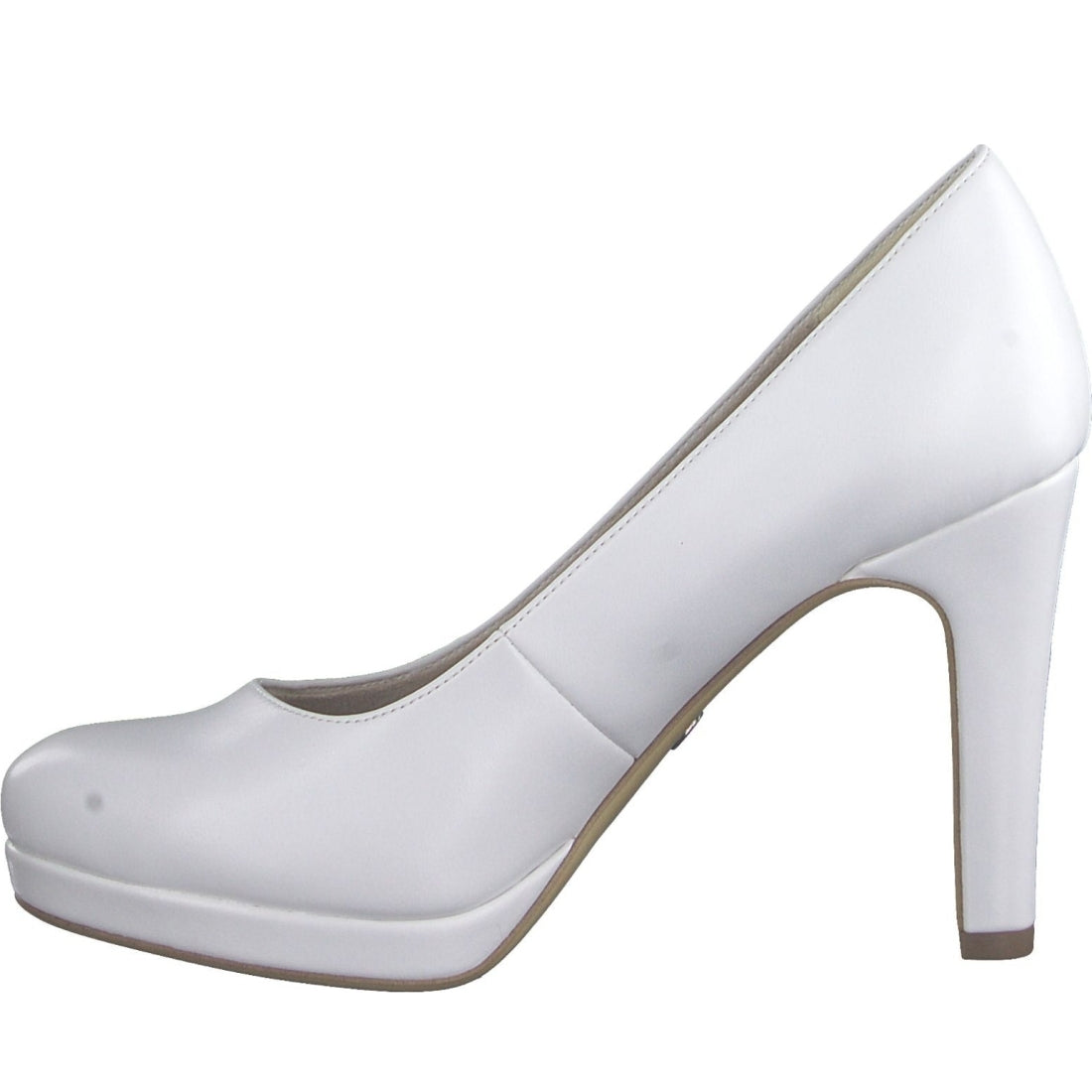 Tamaris womens white matt elegant closed pumps | Vilbury London