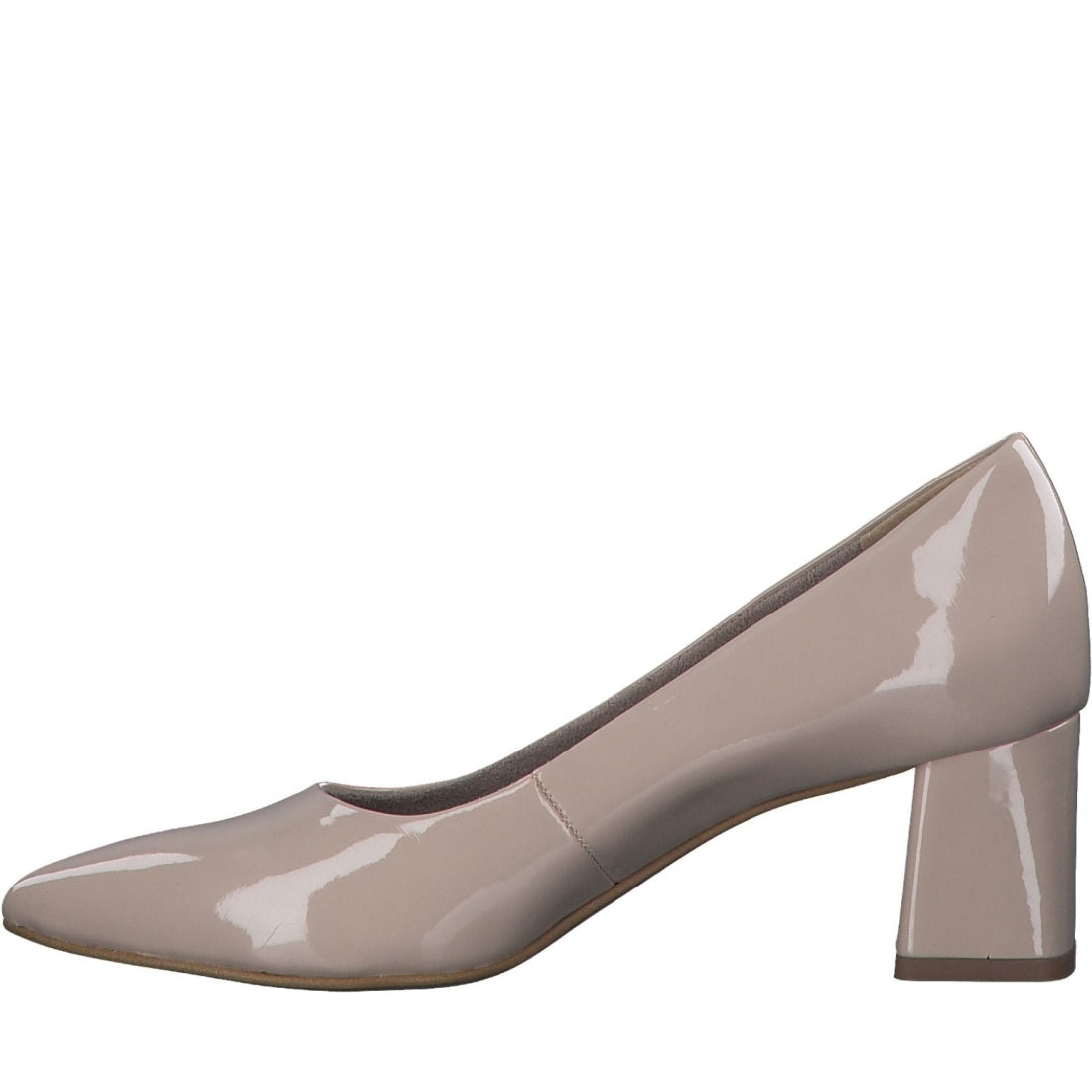 Tamaris womens nude patent elegant closed formal | Vilbury London