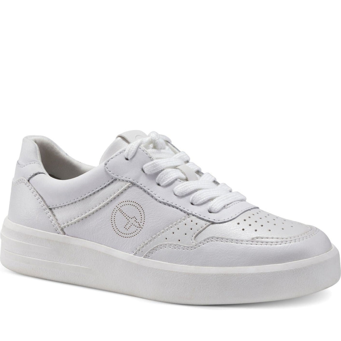 Tamaris womens white uni casual closed sport shoe | Vilbury London