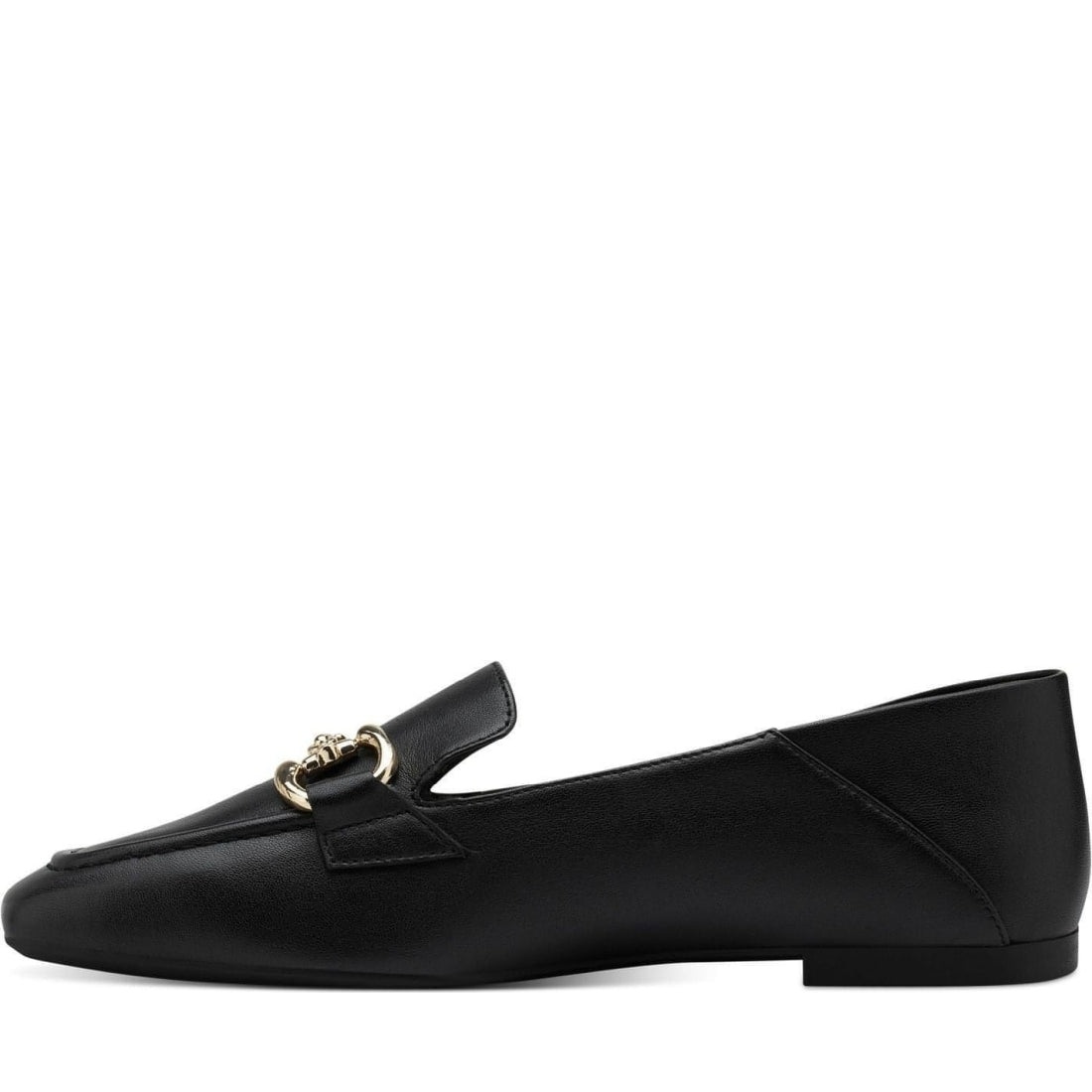 Tamaris womens black leather casual closed loafers | Vilbury London