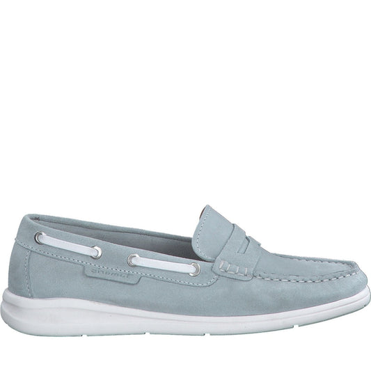 Tamaris womens soft blue casual closed loafers | Vilbury London