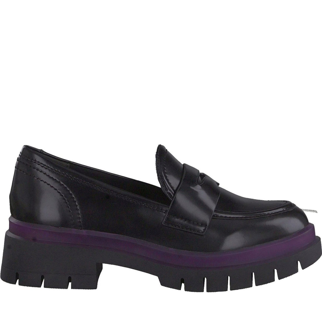 Tamaris womens black casual closed loafers | Vilbury London