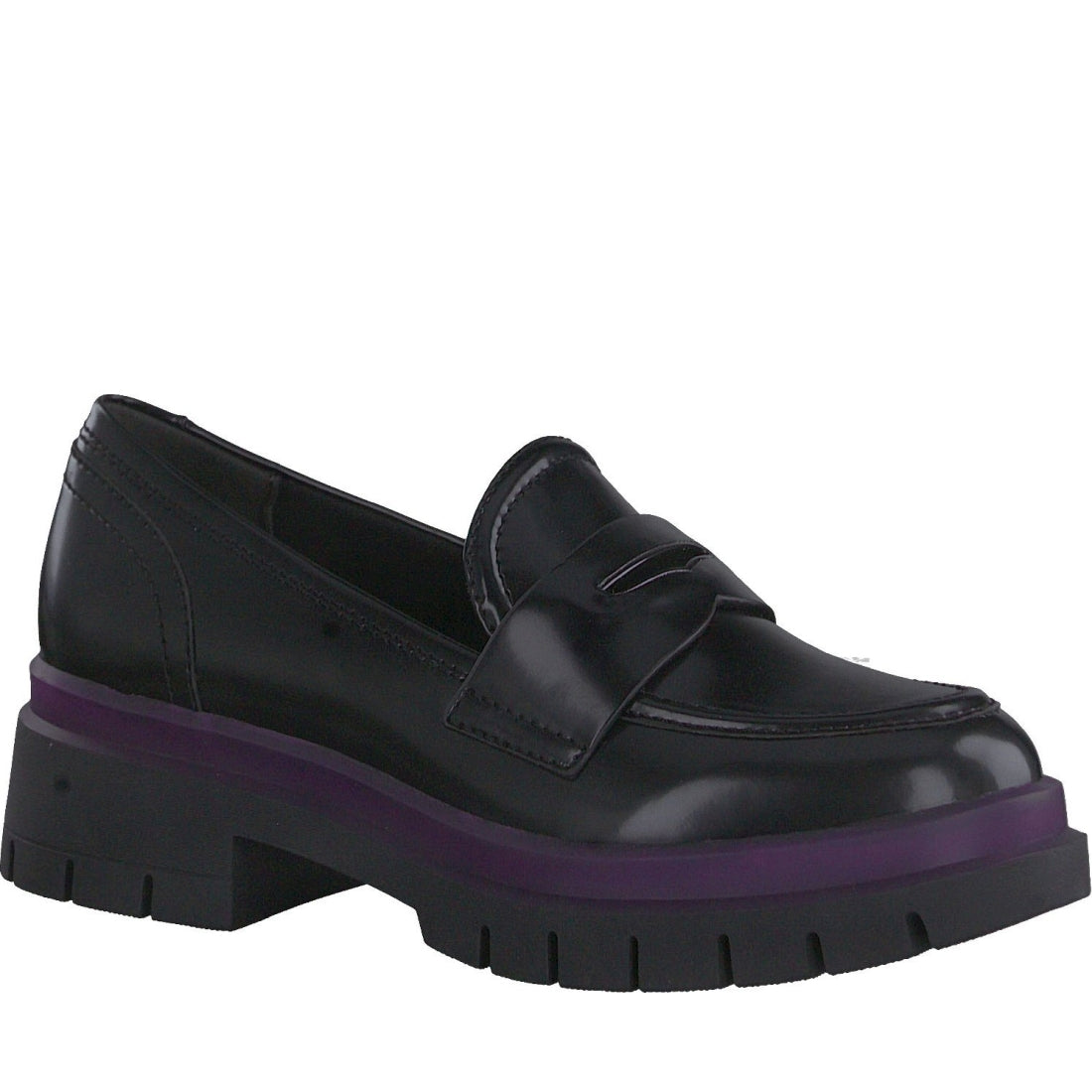 Tamaris womens black casual closed loafers | Vilbury London