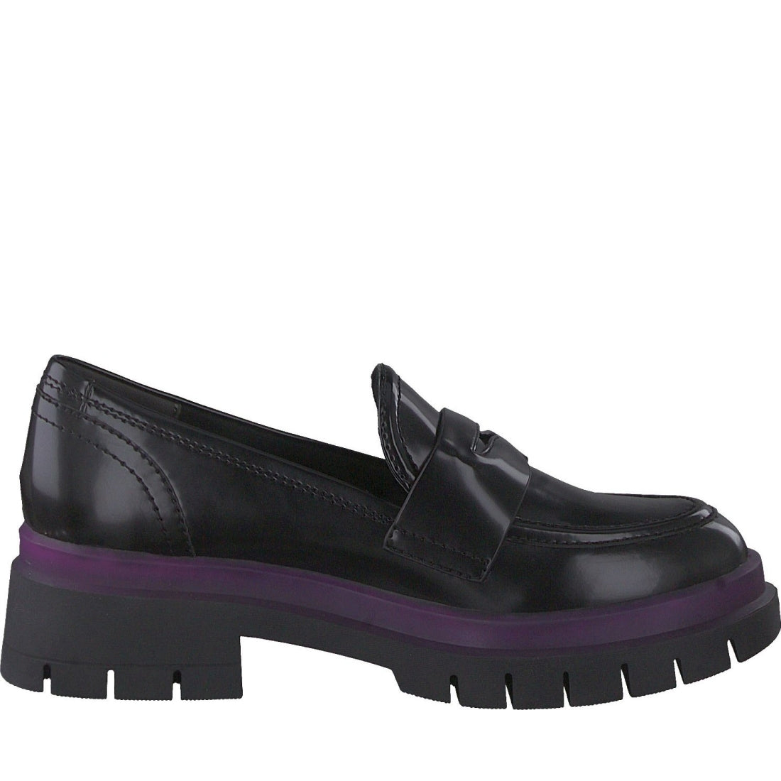 Tamaris womens black casual closed loafers | Vilbury London