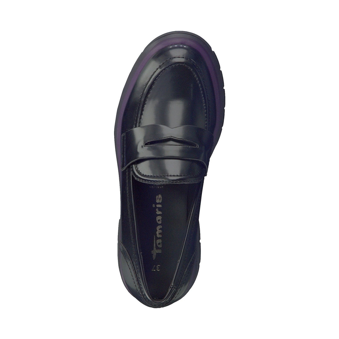 Tamaris womens black casual closed loafers | Vilbury London