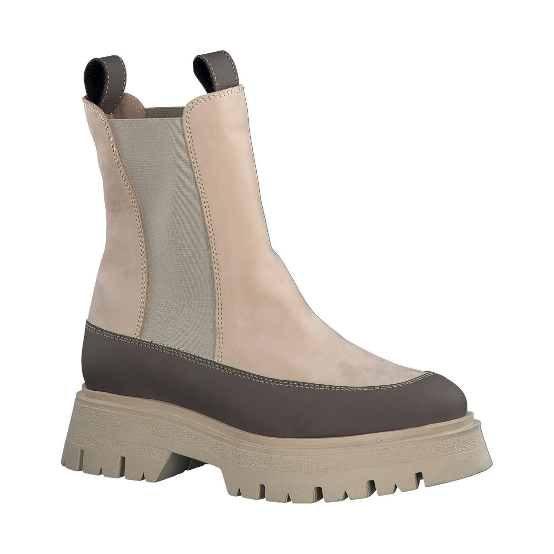 Tamaris womens beige casual closed booties | Vilbury London