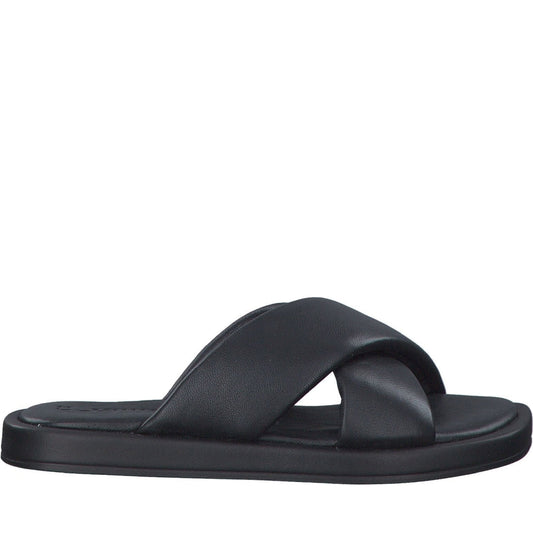 Tamaris womens black casual open slippers | Vilbury London