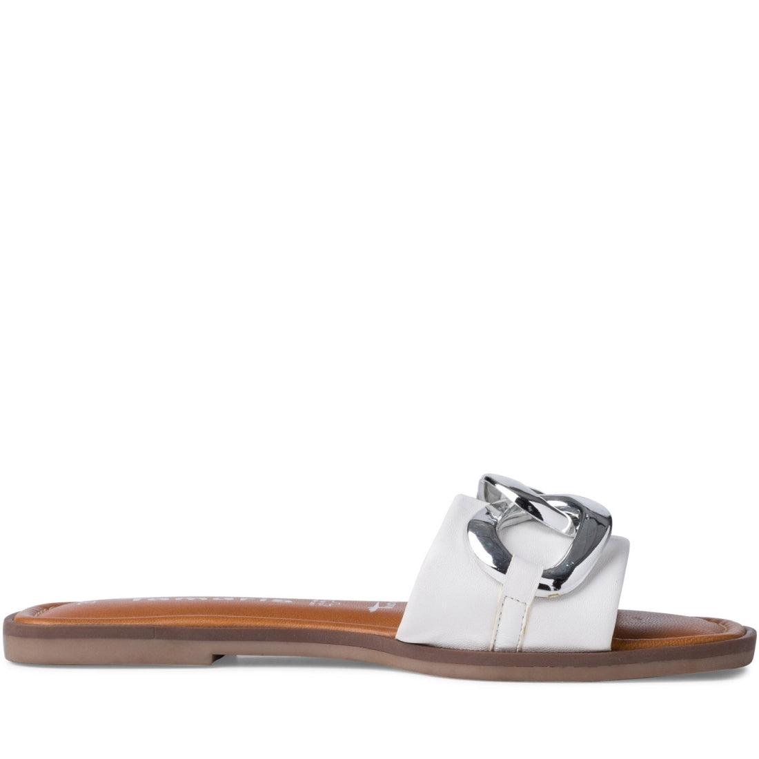 Tamaris Womens white casual open slippers | Vilbury London