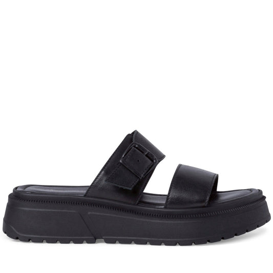 Tamaris Womens black casual open slippers | Vilbury London