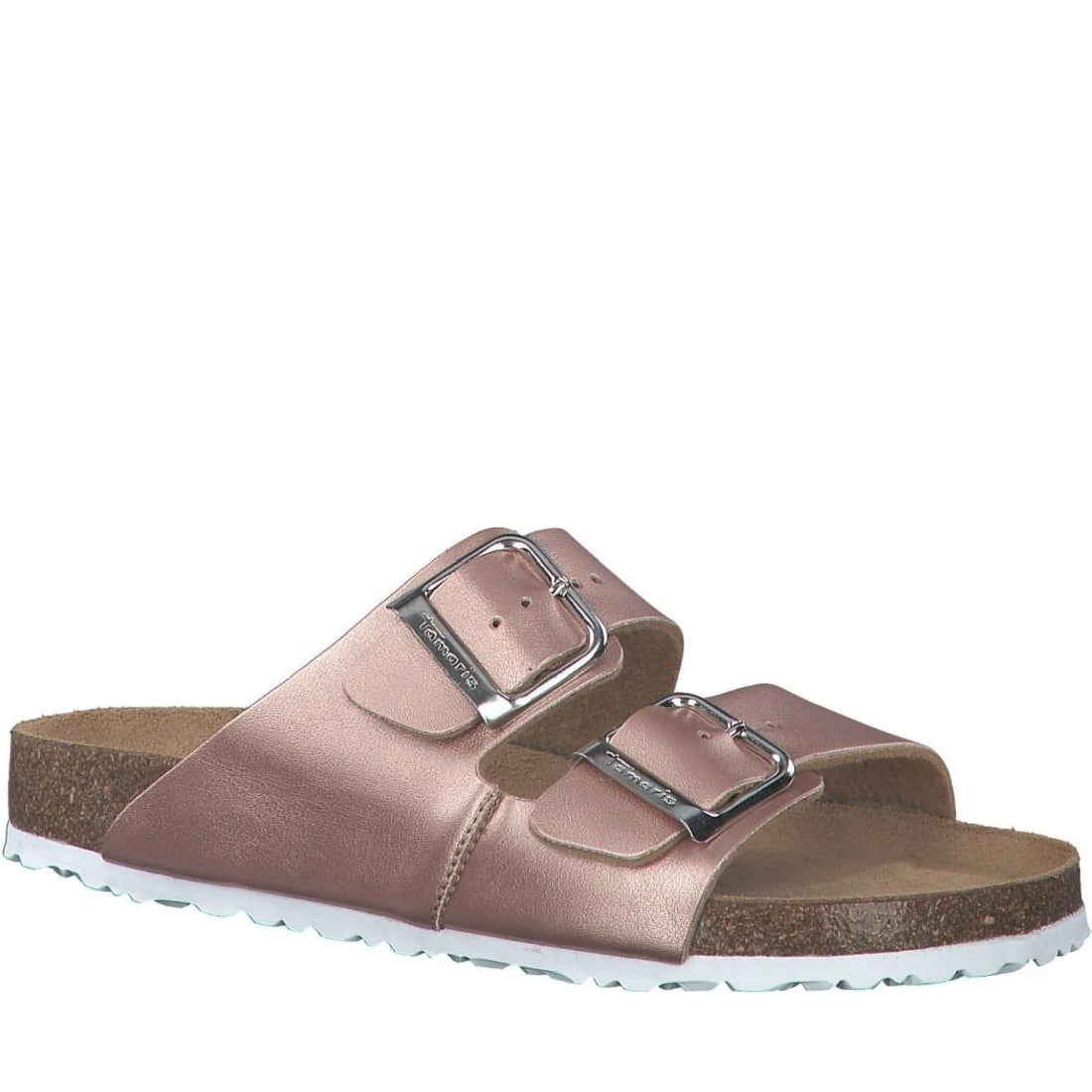 Tamaris womens rose gold casual open slippers | Vilbury London