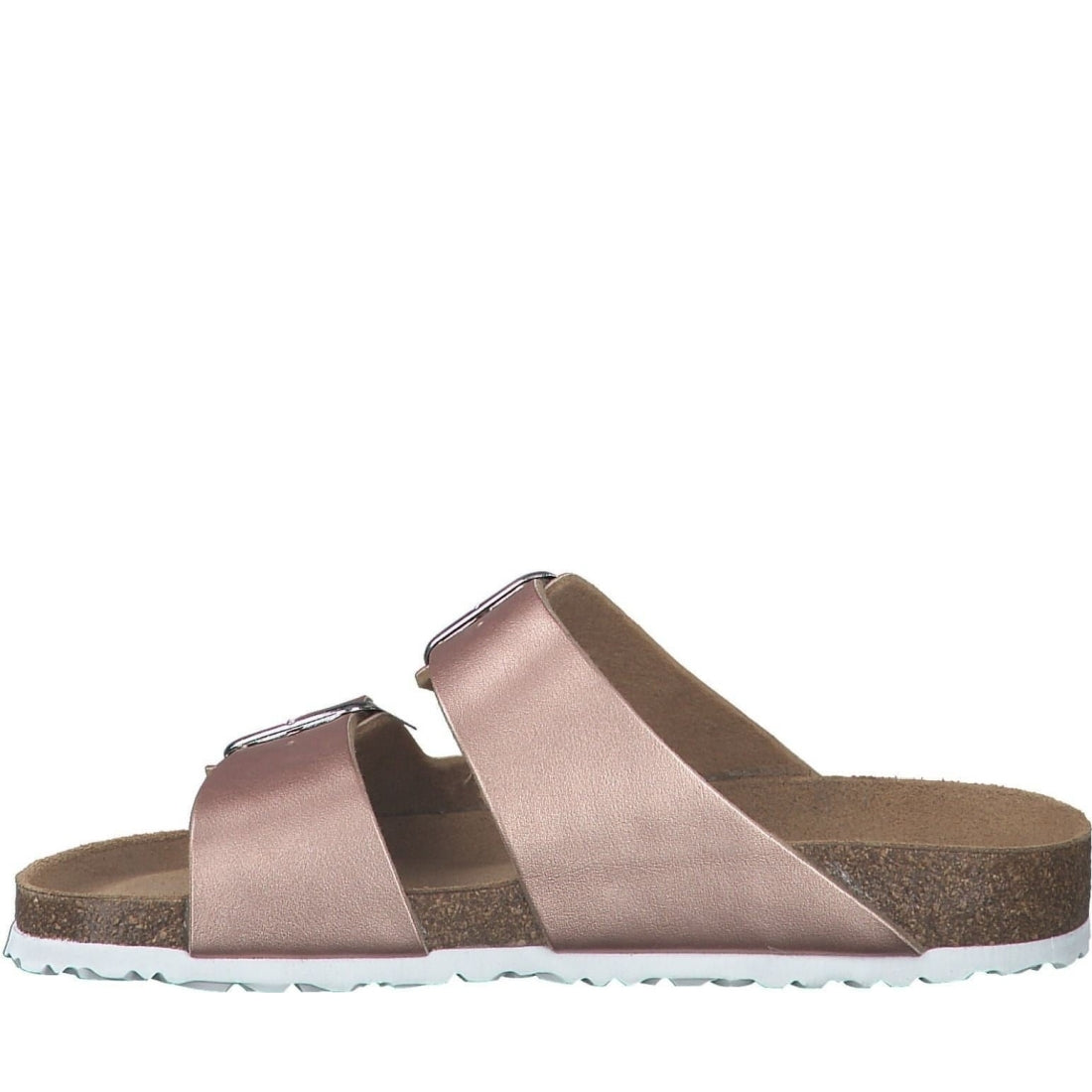 Tamaris womens rose gold casual open slippers | Vilbury London