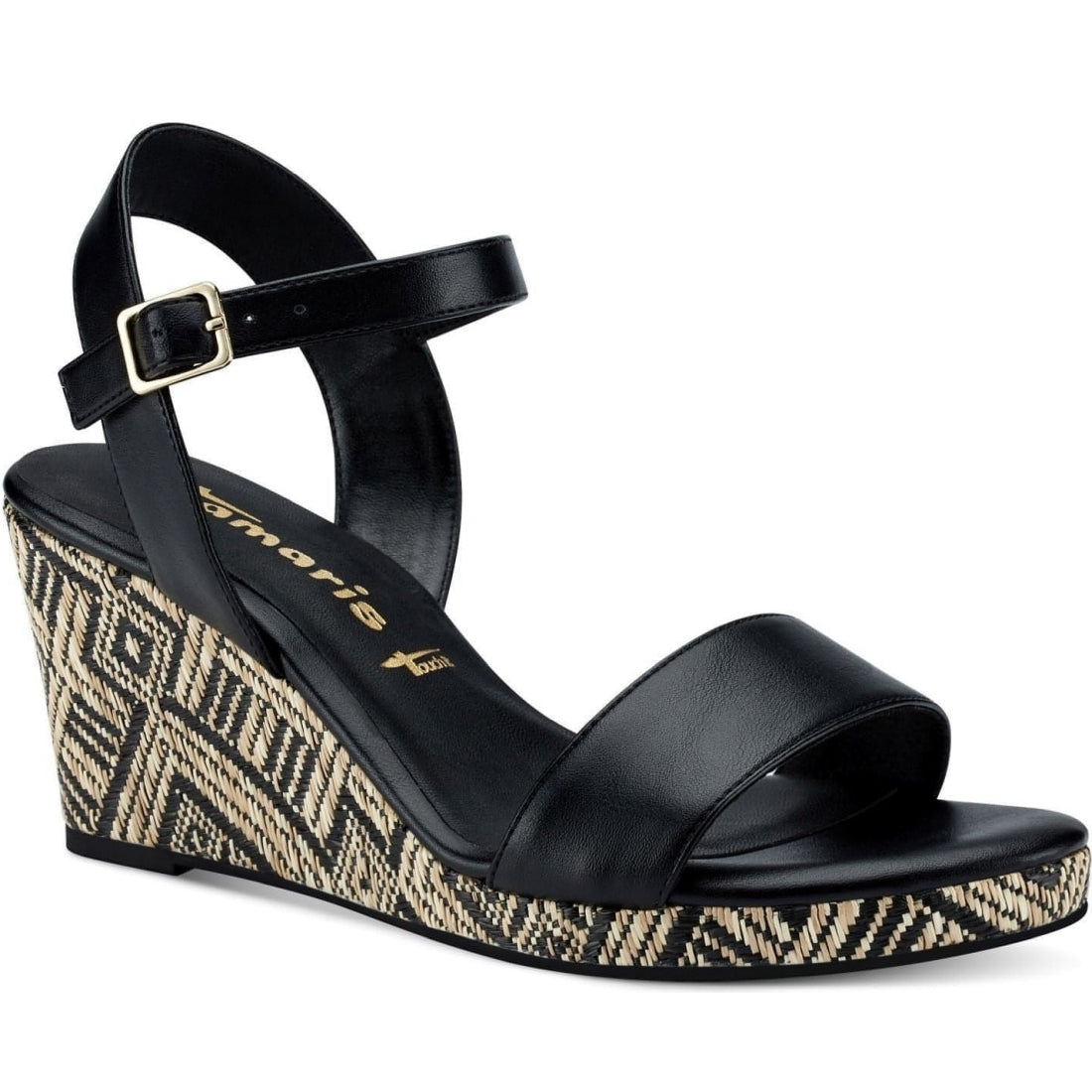 Tamaris womens black elegant open sandals | Vilbury London