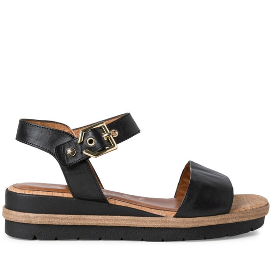 Tamaris Womens black casual open sandals | Vilbury London