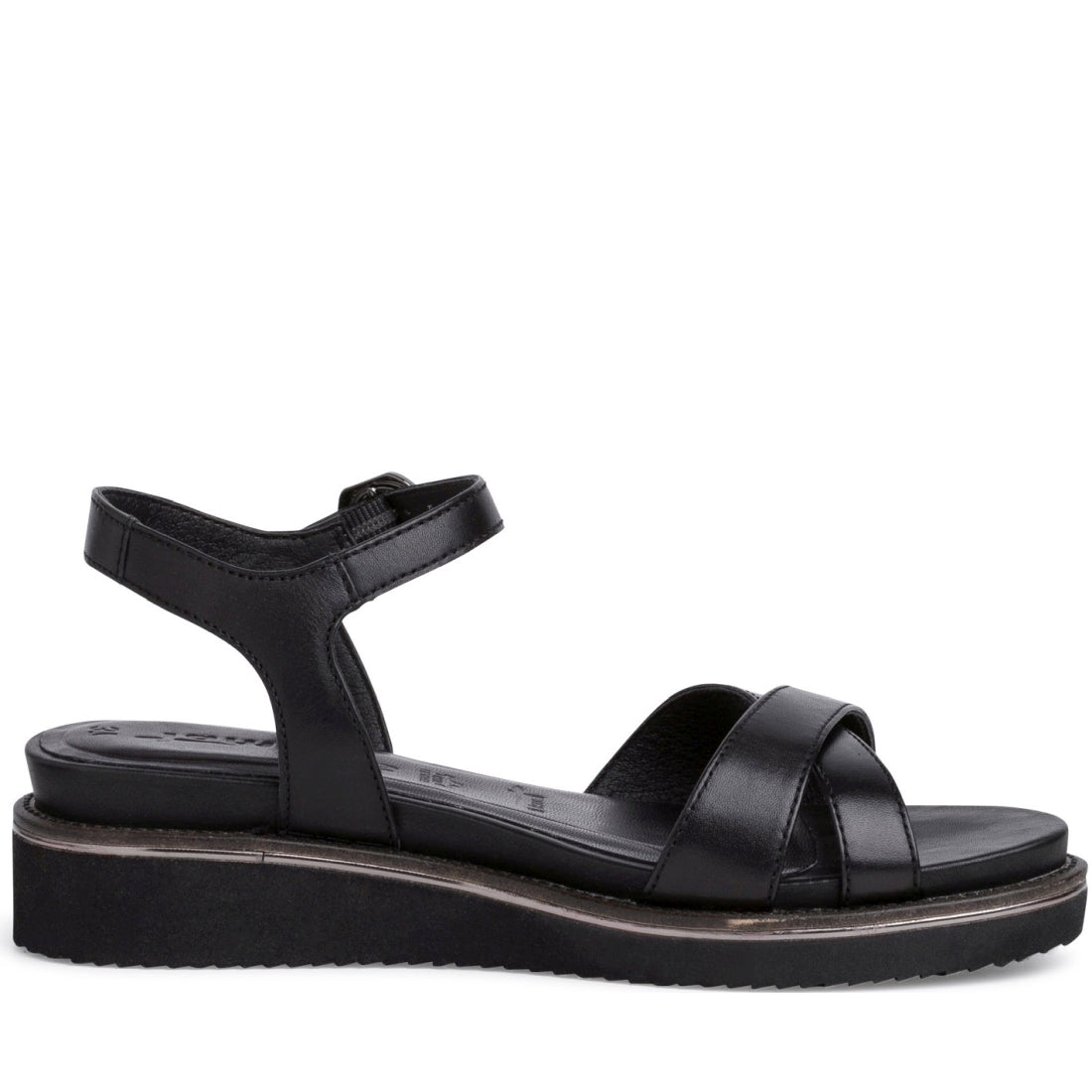 Tamaris Womens black casual open sandals | Vilbury London