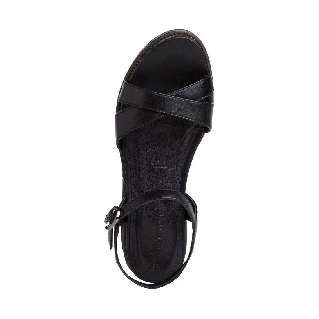 Tamaris Womens black casual open sandals | Vilbury London