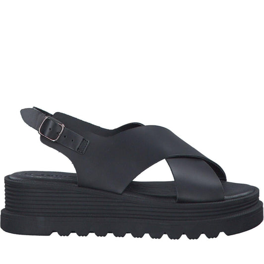 Tamaris womens black casual open sandals | Vilbury London