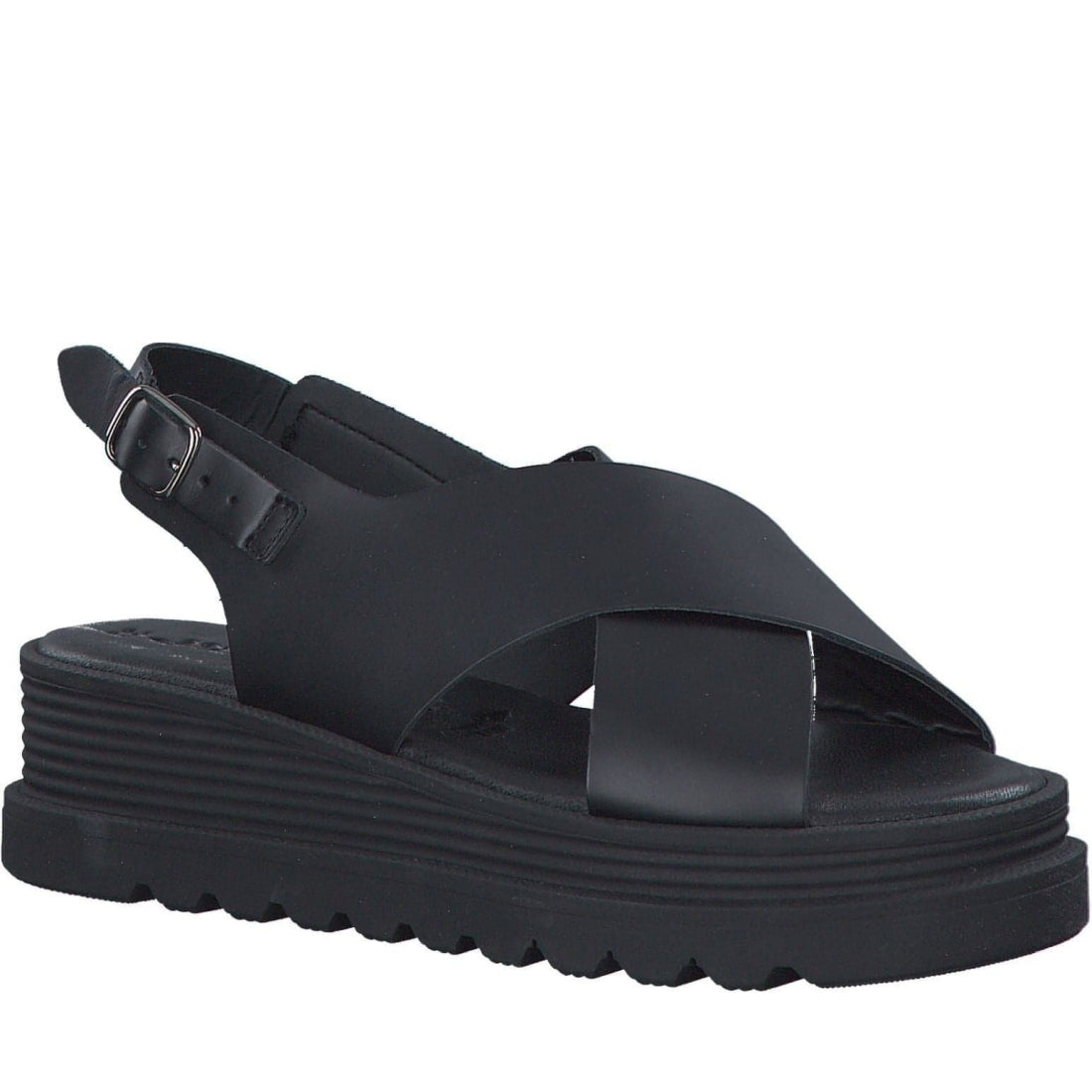 Tamaris womens black casual open sandals | Vilbury London