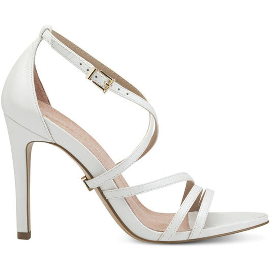 Tamaris womens white pearl elegant open pumps | Vilbury London