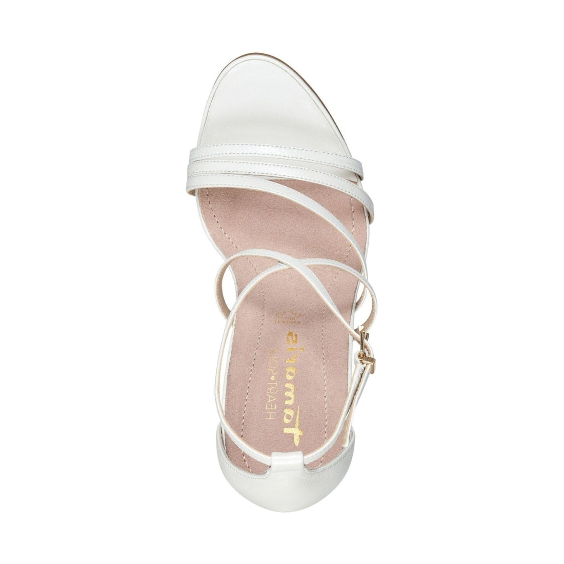 Tamaris womens white pearl elegant open pumps | Vilbury London