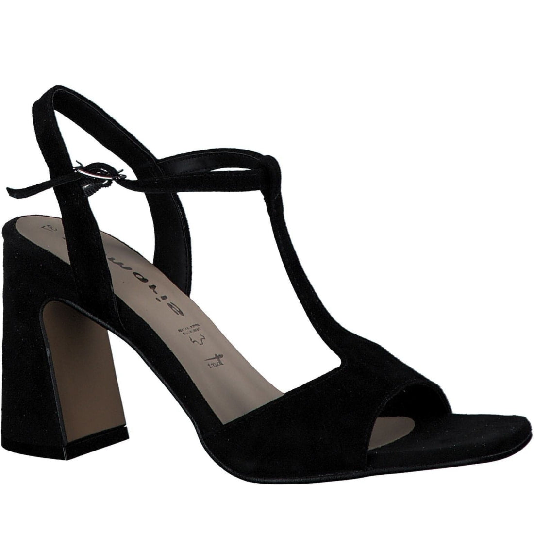 Tamaris womens black elegant open sandals | Vilbury London