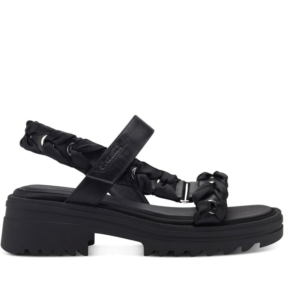 Tamaris womens black casual open sandals | Vilbury London