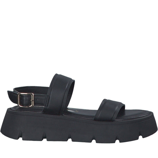 Tamaris womens black uni casual open sandals | Vilbury London