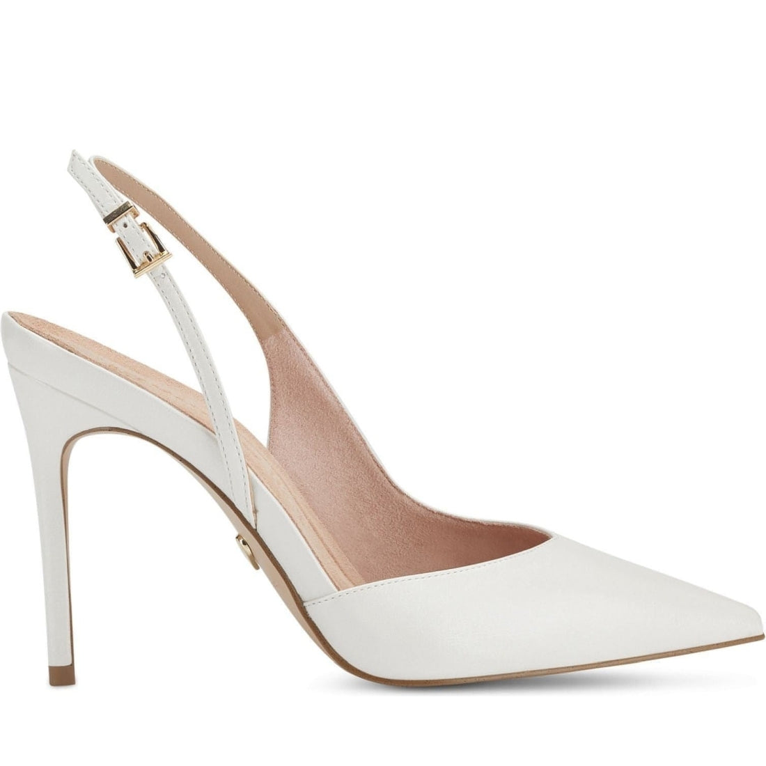 Tamaris womens white pearl elegant open pumps | Vilbury London