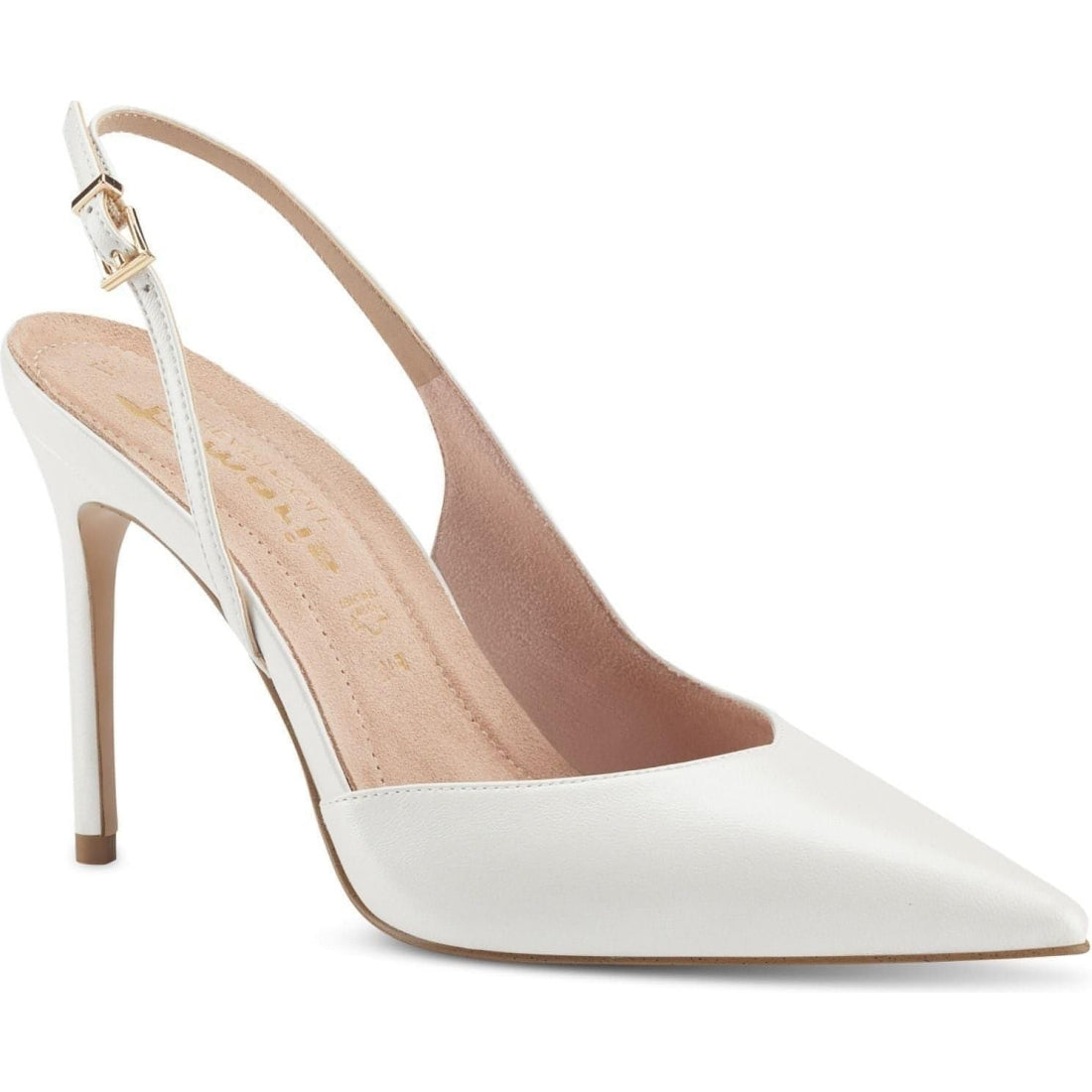 Tamaris womens white pearl elegant open pumps | Vilbury London