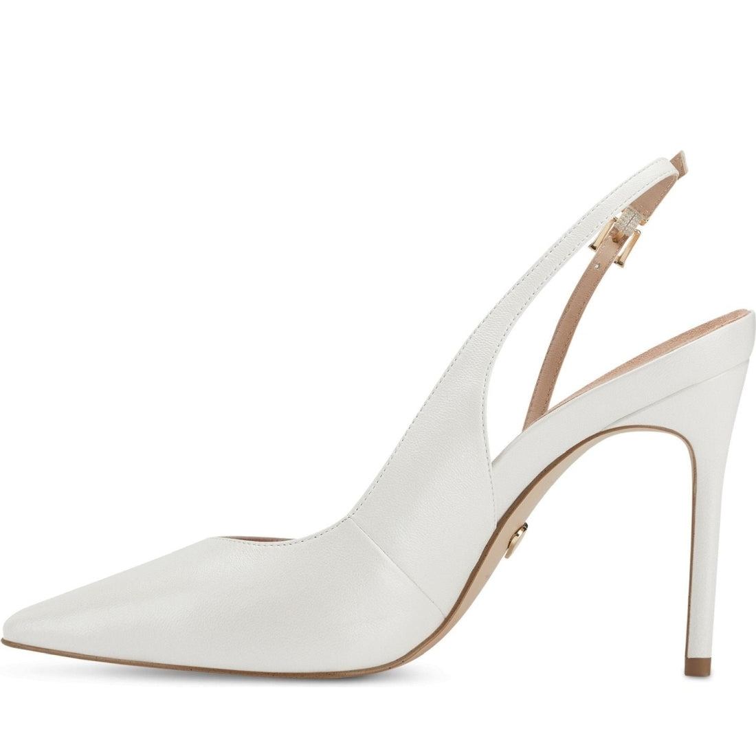 Tamaris womens white pearl elegant open pumps | Vilbury London